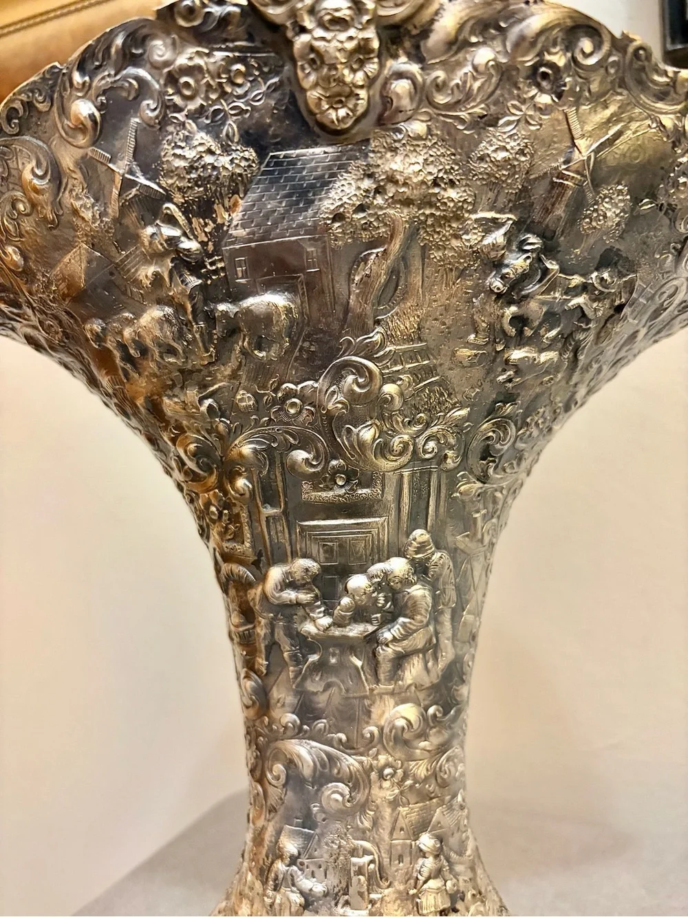 Antique Barbour SP Co 3737 Silver Plate Repoussé Bride’s Basket with Handle 16”